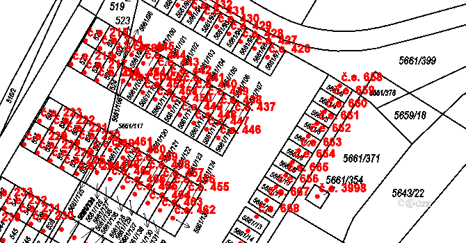 Jihlava 437 na parcele st. 5661/107 v KÚ Jihlava, Katastrální mapa