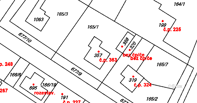Líbeznice 363 na parcele st. 357 v KÚ Líbeznice, Katastrální mapa