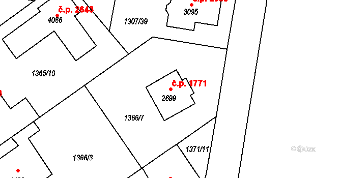 Říčany 1771 na parcele st. 2699 v KÚ Říčany u Prahy, Katastrální mapa
