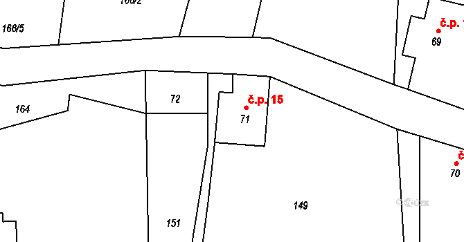 Horní Světlá 15, Mařenice na parcele st. 71 v KÚ Horní Světlá pod Luží, Katastrální mapa