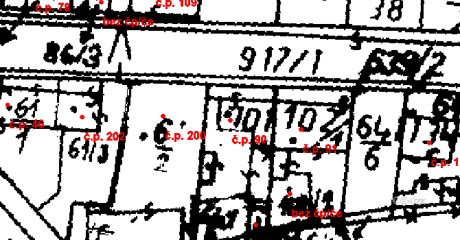 Knovíz 90 na parcele st. 101 v KÚ Knovíz, Katastrální mapa