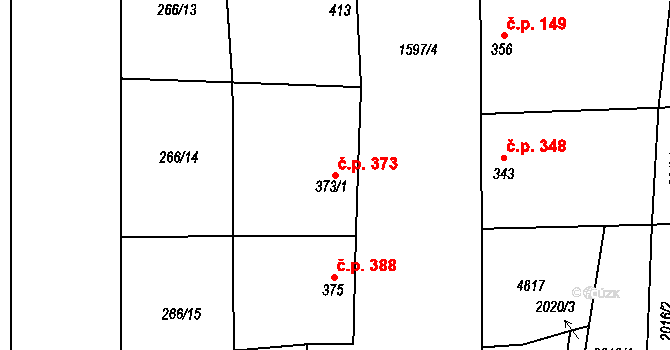 Lipov 373 na parcele st. 373/1 v KÚ Lipov, Katastrální mapa