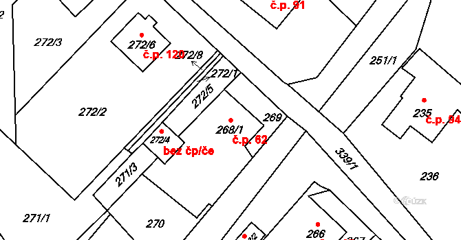 Edrovice 62, Rýmařov na parcele st. 268/1 v KÚ Edrovice, Katastrální mapa