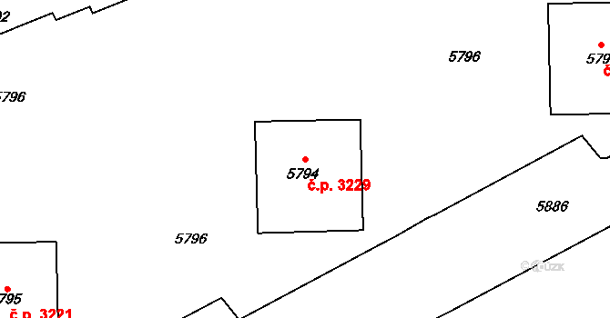Kročehlavy 3229, Kladno na parcele st. 5794 v KÚ Kročehlavy, Katastrální mapa