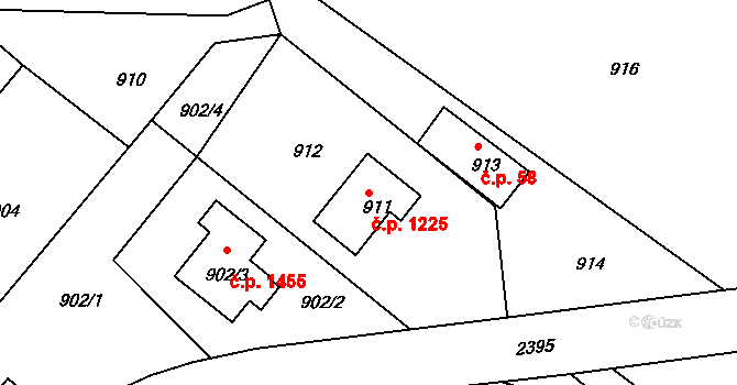 Mnichovo Hradiště 1225 na parcele st. 911 v KÚ Mnichovo Hradiště, Katastrální mapa