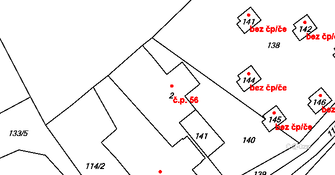 Drnovec 56, Cvikov na parcele st. 2 v KÚ Drnovec, Katastrální mapa