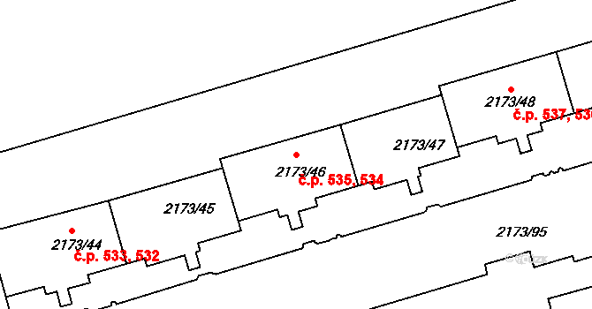 Klášterec nad Ohří 534,535 na parcele st. 2173/46 v KÚ Klášterec nad Ohří, Katastrální mapa