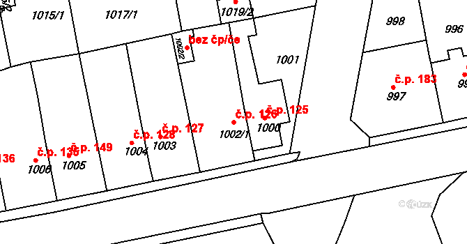 Miřetice u Klášterce nad Ohří 126, Klášterec nad Ohří na parcele st. 1002/1 v KÚ Miřetice u Klášterce nad Ohří, Katastrální mapa