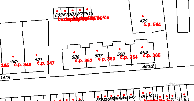 Benešov nad Ploučnicí 363 na parcele st. 507 v KÚ Benešov nad Ploučnicí, Katastrální mapa