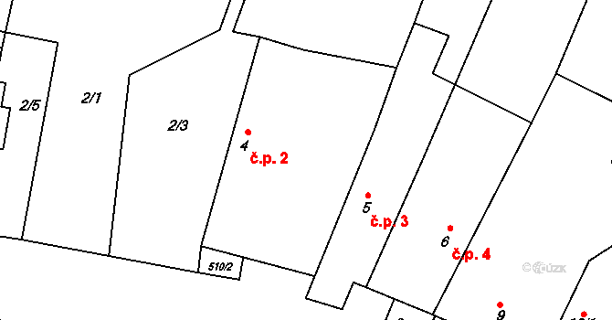 Strkovice 2, Postoloprty na parcele st. 4 v KÚ Strkovice, Katastrální mapa