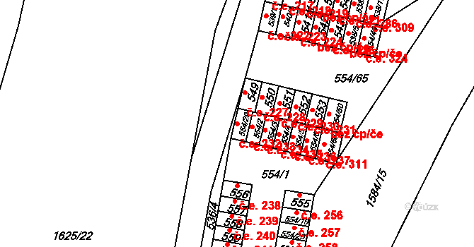 Postoloprty 232 na parcele st. 554/29 v KÚ Postoloprty, Katastrální mapa