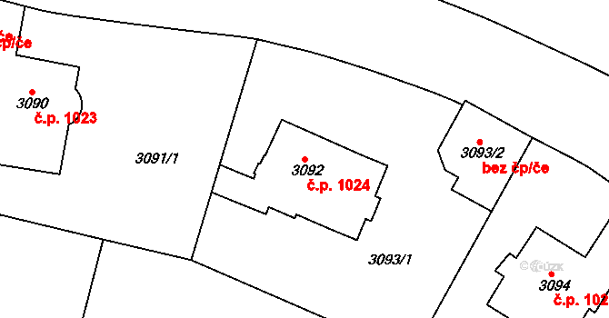 Dejvice 1024, Praha na parcele st. 3092 v KÚ Dejvice, Katastrální mapa