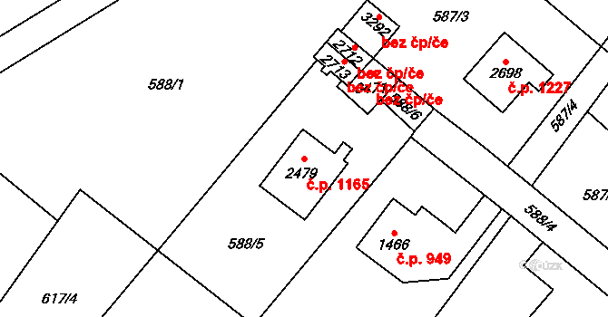 Vrchlabí 1165 na parcele st. 2479 v KÚ Vrchlabí, Katastrální mapa
