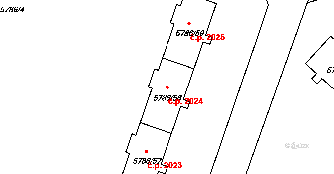 Česká Lípa 2024 na parcele st. 5786/58 v KÚ Česká Lípa, Katastrální mapa