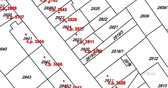 Chomutov 3206 na parcele st. 2820 v KÚ Chomutov II, Katastrální mapa