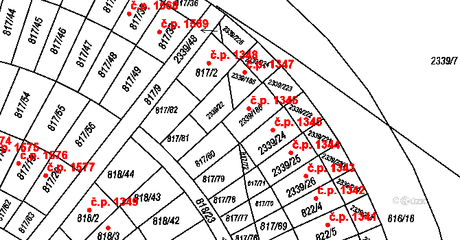 Kunratice 1346, Praha na parcele st. 2339/186 v KÚ Kunratice, Katastrální mapa