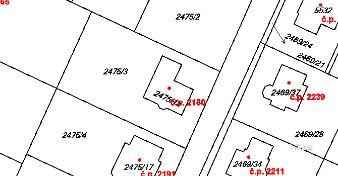 Předměstí 2180, Litoměřice na parcele st. 2475/15 v KÚ Litoměřice, Katastrální mapa