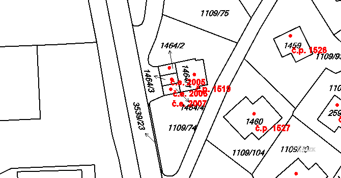 Zlín 2007 na parcele st. 1464/4 v KÚ Zlín, Katastrální mapa