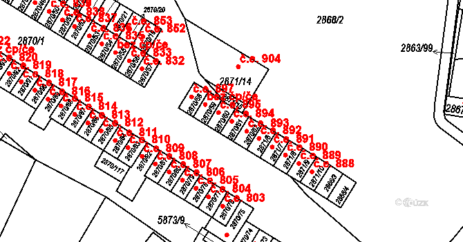 Velké Meziříčí 894 na parcele st. 2870/61 v KÚ Velké Meziříčí, Katastrální mapa