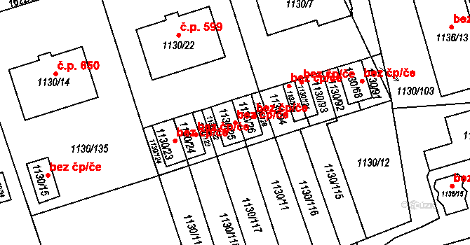 Drnovice 42345626 na parcele st. 1130/25 v KÚ Drnovice u Vyškova, Katastrální mapa