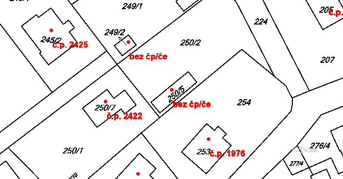 Rožnov pod Radhoštěm 42675626 na parcele st. 250/5 v KÚ Tylovice, Katastrální mapa