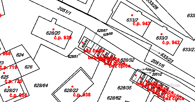 Praha 42843626 na parcele st. 628/53 v KÚ Košíře, Katastrální mapa
