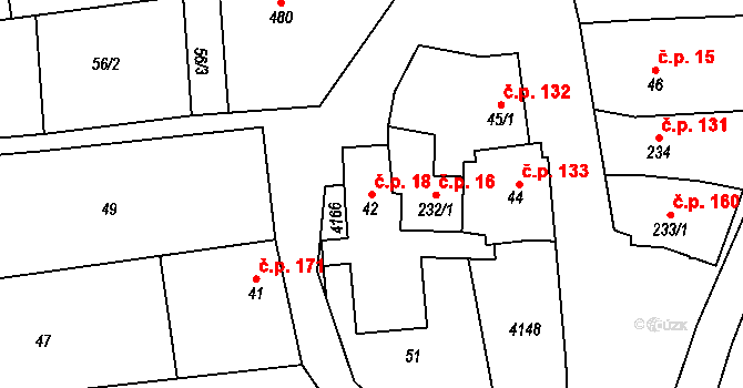 Brankovice 18 na parcele st. 42 v KÚ Brankovice, Katastrální mapa