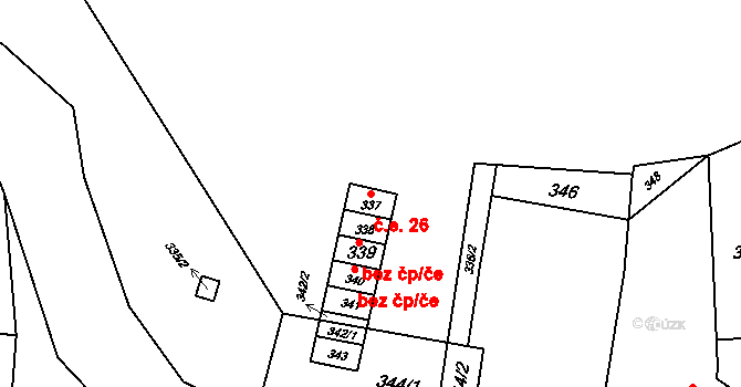 Kobeřice u Brna 26 na parcele st. 337 v KÚ Kobeřice u Brna, Katastrální mapa
