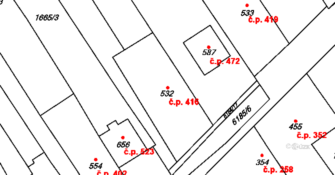Březolupy 416 na parcele st. 532 v KÚ Březolupy, Katastrální mapa