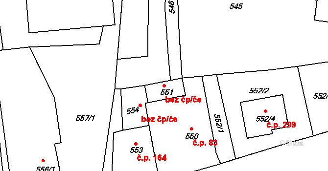 Zaječov 48438626 na parcele st. 551 v KÚ Zaječov, Katastrální mapa