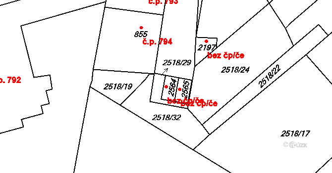 Hlinsko 48577626 na parcele st. 2564 v KÚ Hlinsko v Čechách, Katastrální mapa