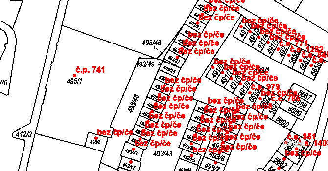 Chomutov 49503626 na parcele st. 493/24 v KÚ Chomutov I, Katastrální mapa