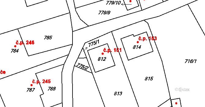 Rapotín 151 na parcele st. 812 v KÚ Rapotín, Katastrální mapa