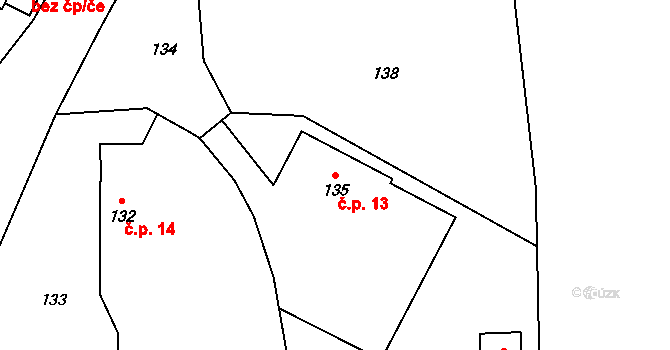 Svinišťany 13, Dolany na parcele st. 135 v KÚ Svinišťany, Katastrální mapa