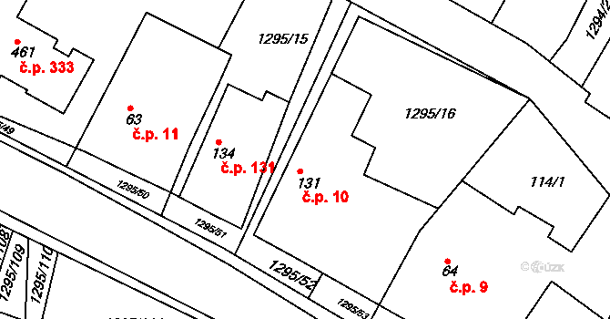 Dolní Roveň 10 na parcele st. 131 v KÚ Dolní Roveň, Katastrální mapa