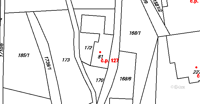 Horní Studénky 127 na parcele st. 81 v KÚ Horní Studénky, Katastrální mapa