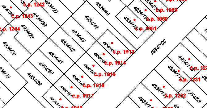 Zábřeh 1914 na parcele st. 4934/147 v KÚ Zábřeh na Moravě, Katastrální mapa