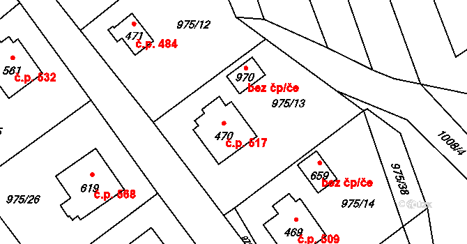 Mořkov 517 na parcele st. 470 v KÚ Mořkov, Katastrální mapa