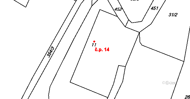 Týmova Ves 14, Lukavec na parcele st. 11 v KÚ Týmova Ves, Katastrální mapa