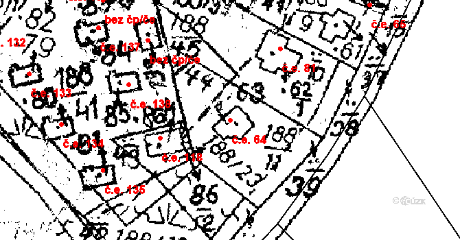 Boňkov 64 na parcele st. 63 v KÚ Boňkov, Katastrální mapa
