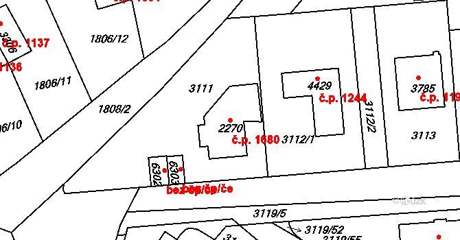 Havlíčkův Brod 1680 na parcele st. 2270 v KÚ Havlíčkův Brod, Katastrální mapa