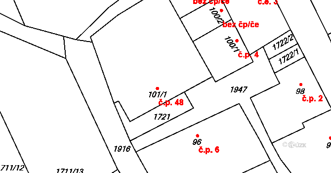 Chlístov 5, Okrouhlice na parcele st. 101/1 v KÚ Chlístov u Okrouhlice, Katastrální mapa