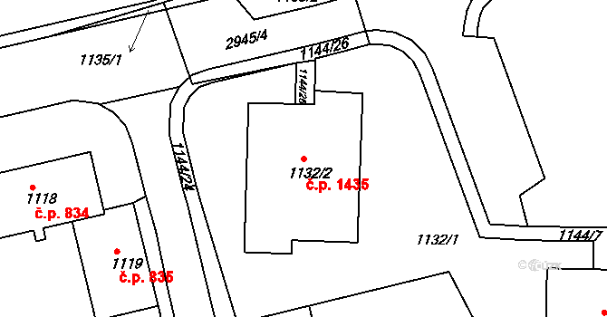 Rychnov nad Kněžnou 1435 na parcele st. 1132/2 v KÚ Rychnov nad Kněžnou, Katastrální mapa