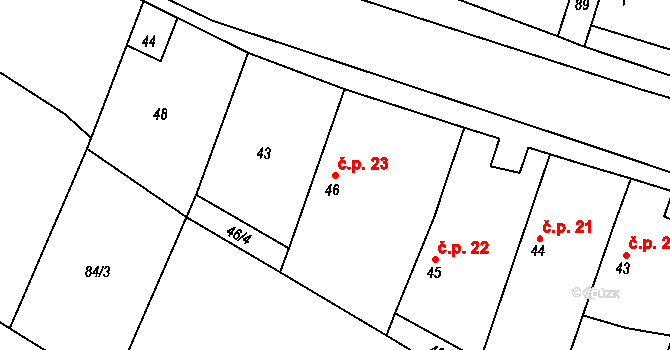 Prokopov 23 na parcele st. 46 v KÚ Prokopov, Katastrální mapa