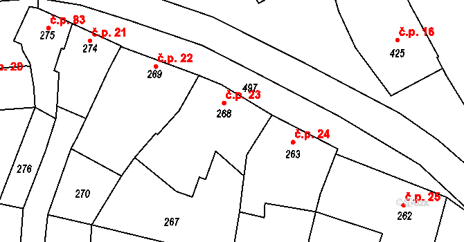Přerov V-Dluhonice 23, Přerov na parcele st. 268 v KÚ Dluhonice, Katastrální mapa