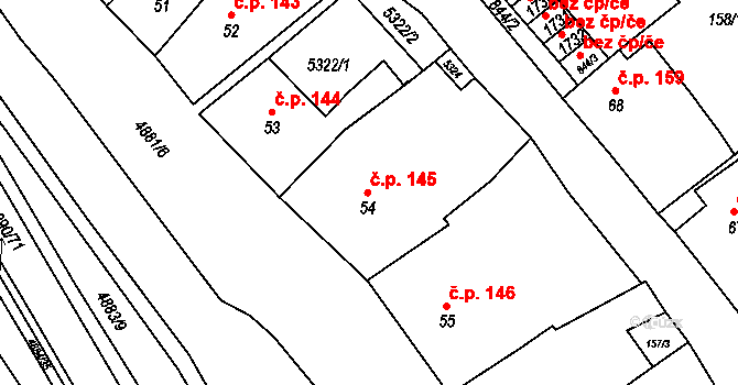 Jáchymov 145 na parcele st. 54 v KÚ Jáchymov, Katastrální mapa