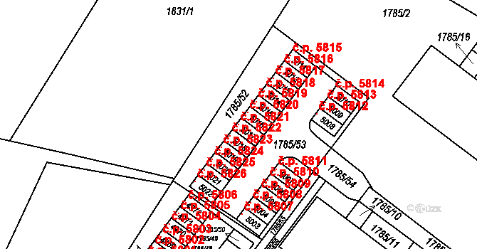 Česká Třebová 5821 na parcele st. 5017 v KÚ Česká Třebová, Katastrální mapa