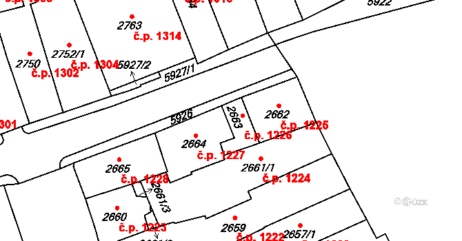 Jihlava 1226 na parcele st. 2663 v KÚ Jihlava, Katastrální mapa