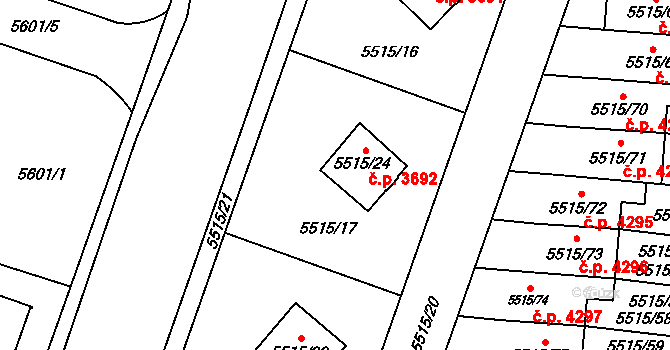 Jihlava 3692 na parcele st. 5515/24 v KÚ Jihlava, Katastrální mapa