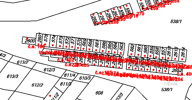 Veverská Bítýška 243 na parcele st. 567 v KÚ Veverská Bítýška, Katastrální mapa
